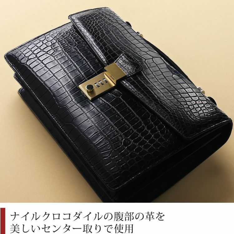 クロコダイル メンズ セカンドバッグ ハンドバッグ 日本製 マット 加工