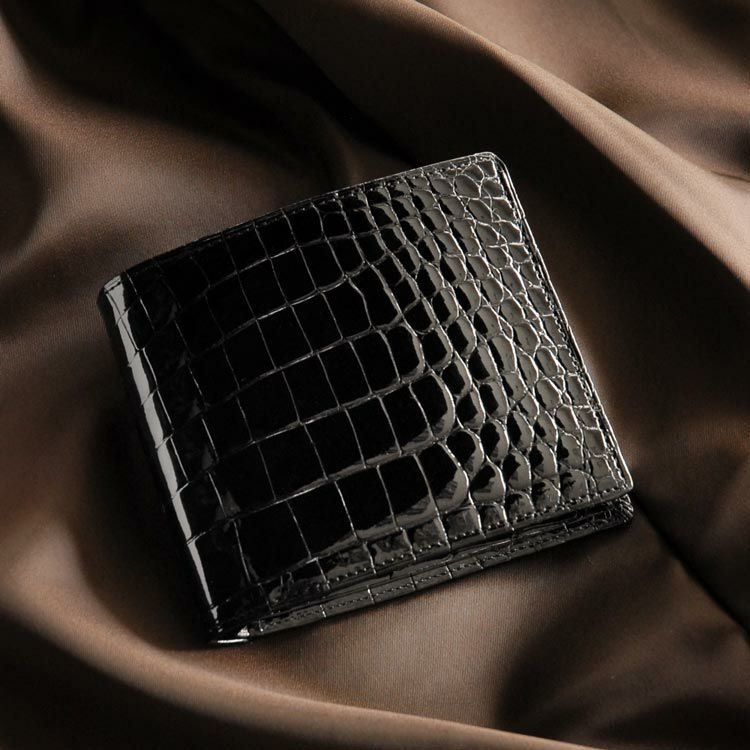 折り財布 クロコダイル 日本製 二つ折り 財布 メンズ シャイニング