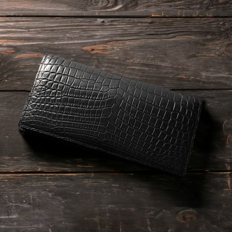 ナイル クロコダイル メンズ 長財布 無双 マット 加工 センター取り