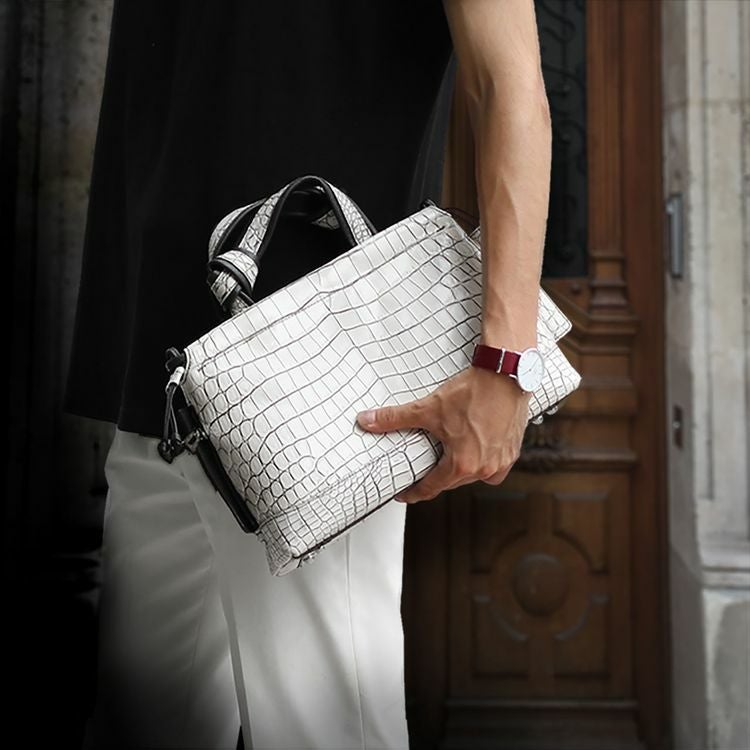 クロコダイル ハンドバッグ メンズ 日本製 センター取り 4FA