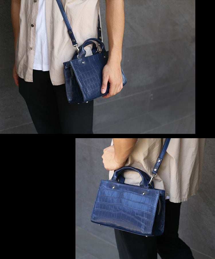 一部カラー：3月中旬頃発送】クロコダイル ハンドバッグ 日本製 2WAY 4FA