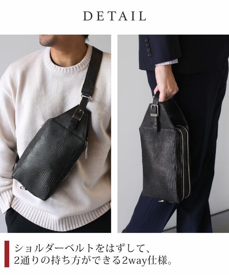 未使用 新品 ReZARD リザード ショルダーバッグ ボディバッグ リザード ReZARD Metal Plate Leather Body Bag （ブラック） -靴