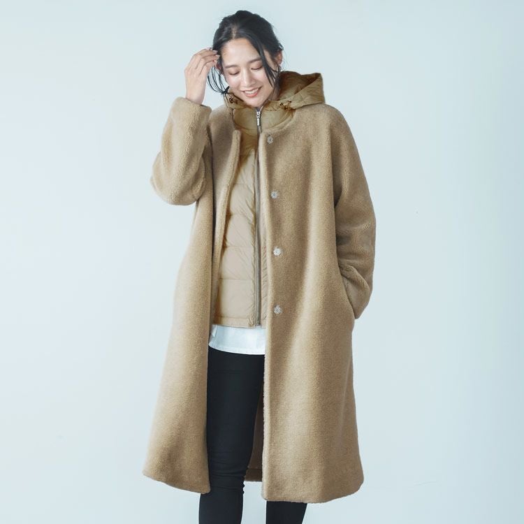 ウール コート ダウン ベスト 付き 2WAY キャメル ベージュ 2点セット