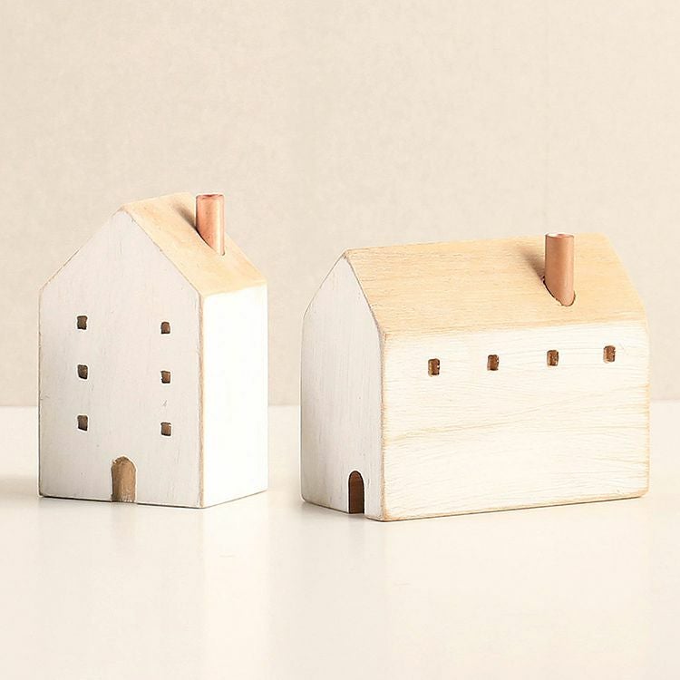 mieno home 木製 フラワーベース 白 小さい えんとつ 家 おうち 小さめ