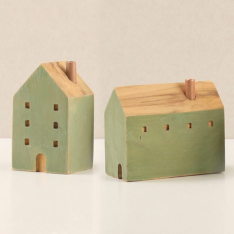 mieno home 木製 フラワーベース 白 小さい えんとつ 家 おうち 小さめ