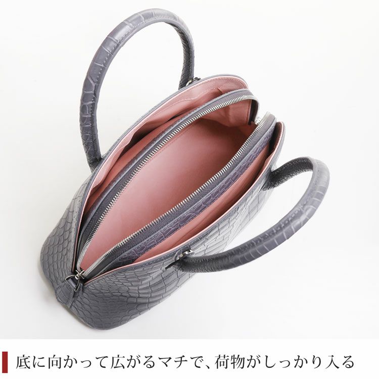 スモール クロコダイル ハンドバッグ マット 加工 センター取り 4FA