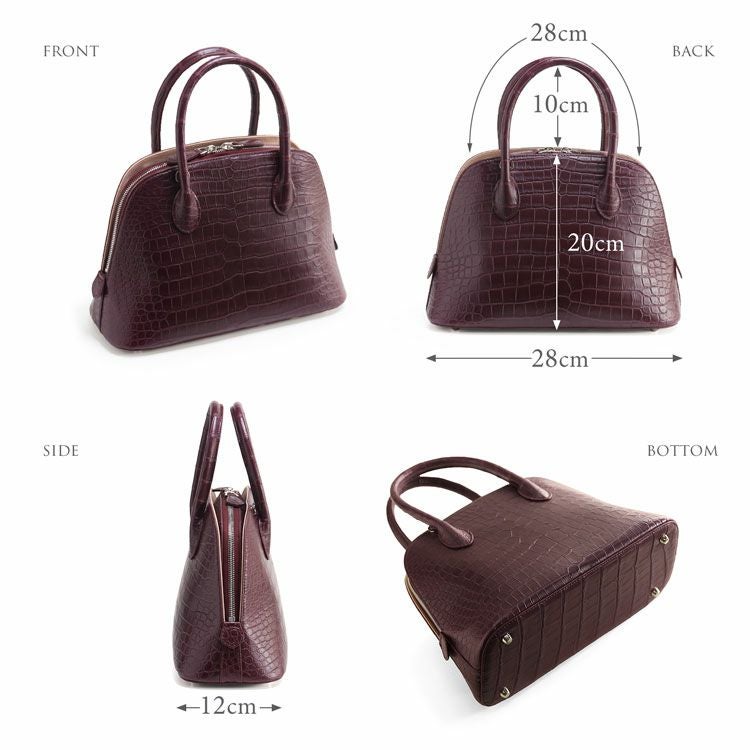 スモール クロコダイル ハンドバッグ マット 加工 センター取り 4FA