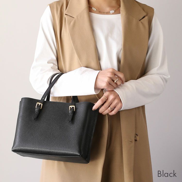 mienoレディース本革2wayハンドバッグブラック