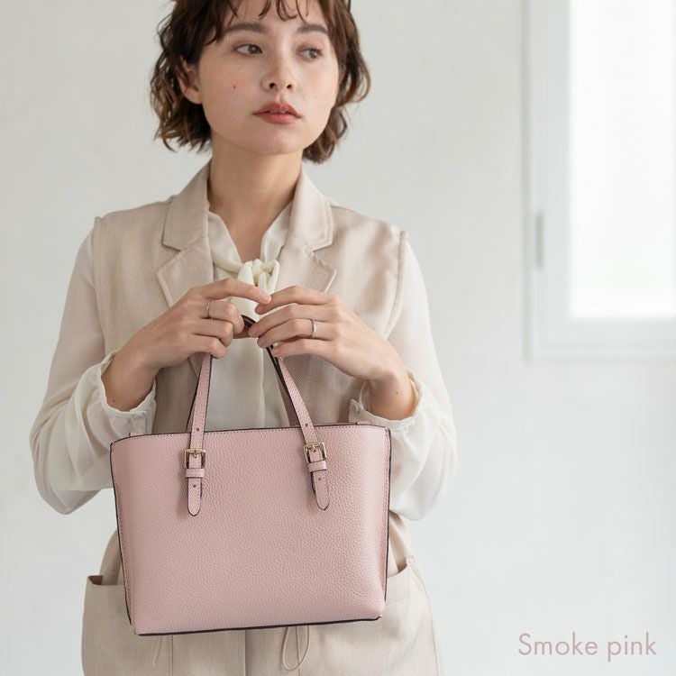 mienoレディース本革2wayハンドバッグピンク