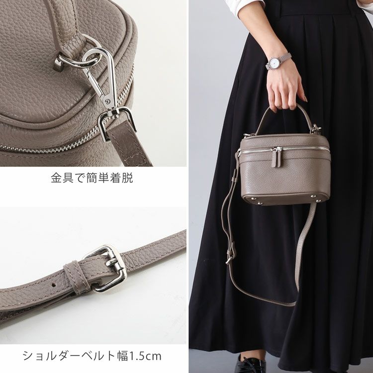 mieno spira 本革 バニティバッグ ショルダーバッグ 鏡付き レディース