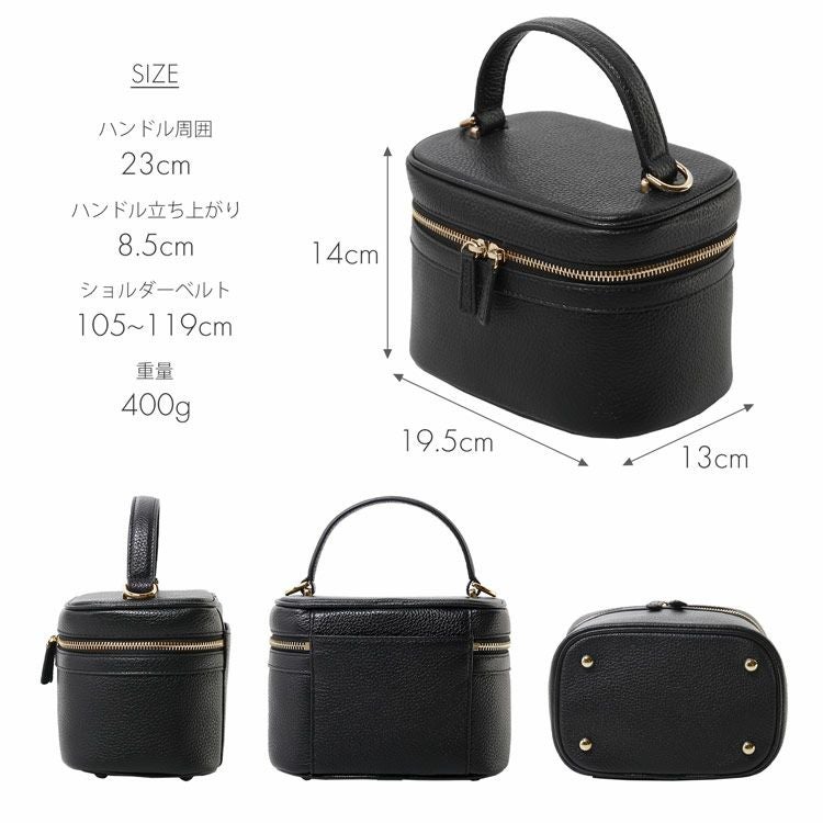 mieno spira 本革 バニティバッグ ショルダーバッグ 鏡付き レディース