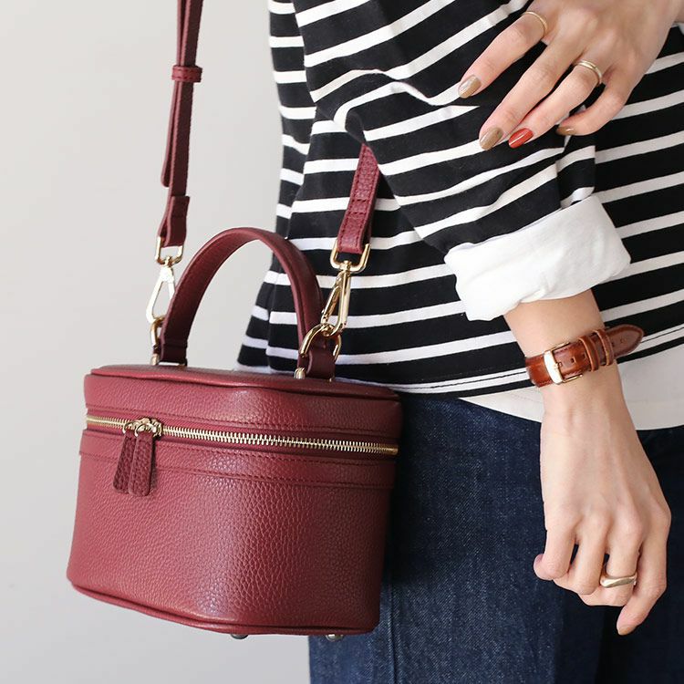 mieno spira 本革 バニティバッグ ショルダーバッグ 鏡付き レディース