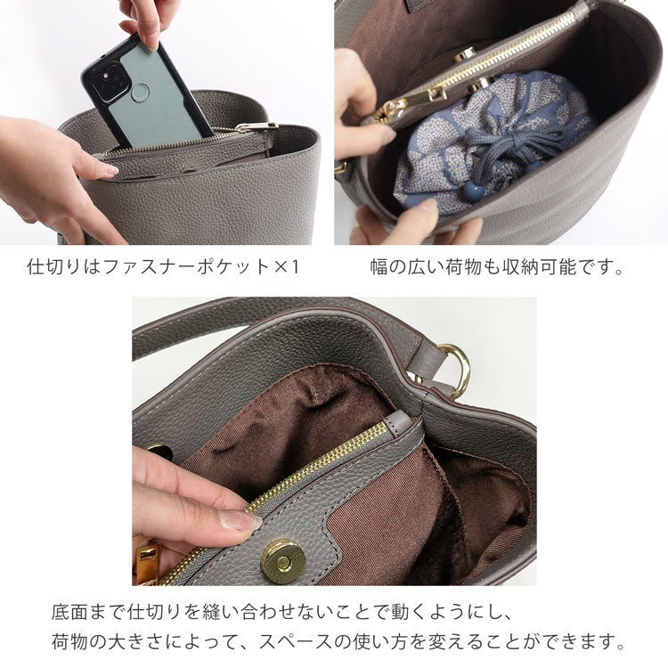 ショルダーバッグ レディース 牛革 バケツ型 2WAY バッグ mieno(07000595r)