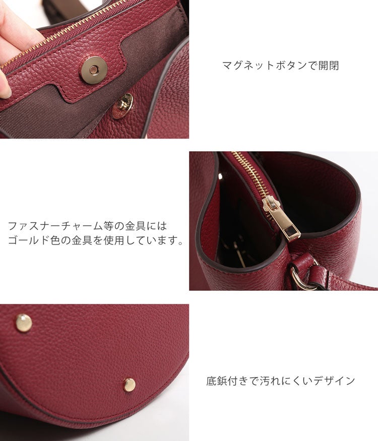 牛革2wayバッグ本革レディース肩掛けハンドバケツ型ブランドmieno収納レディース黒ブラック(07000595r)