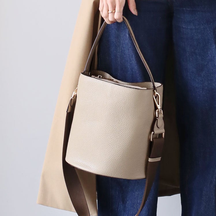 ショルダーバッグ レディース 牛革 バケツ型 2WAY バッグ mieno(07000595r)