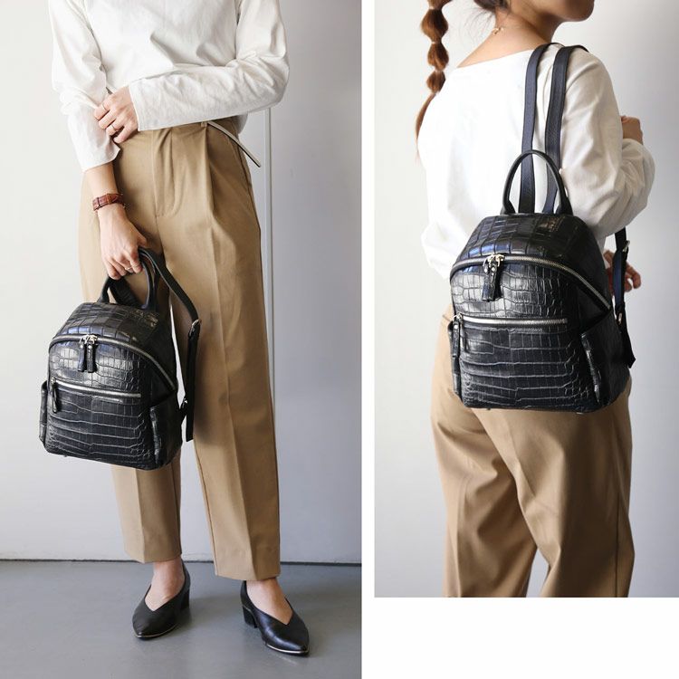 クロコダイル マット 加工 リュック 2WAY レディース バッグ クロコダイル マット 加工 リュック 2WAY レディース バッグ