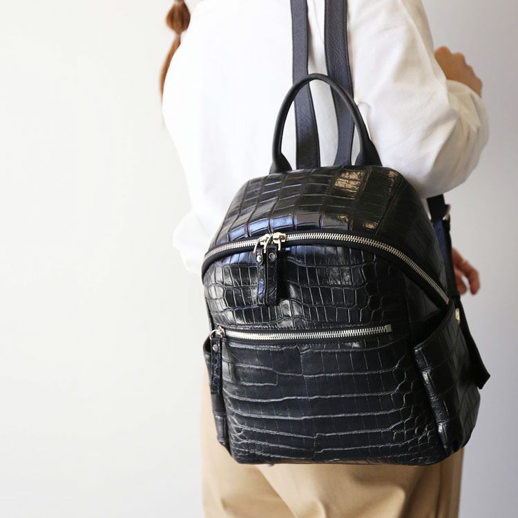 クロコダイル 11821 ハンドバッグ ブラック  CROCODILE 2WAY マット クロコダイル マット加工 2way ミニボストンバッグ
