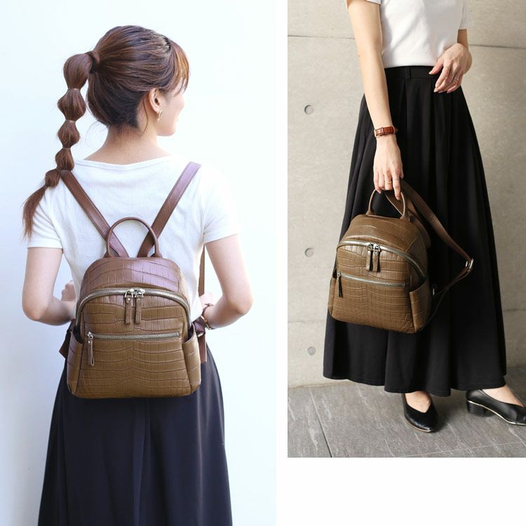 クロコダイル マット 加工 リュック 2WAY レディース バッグ