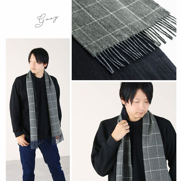 カシミヤ マフラー メンズ リバーシブル チェック 無地 カシミヤ100