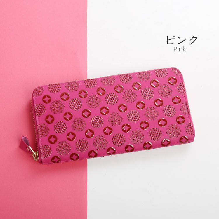 印伝 長財布 日本製 ラウンドファスナー 彩世 AYASE 小紋 伝統工芸品
