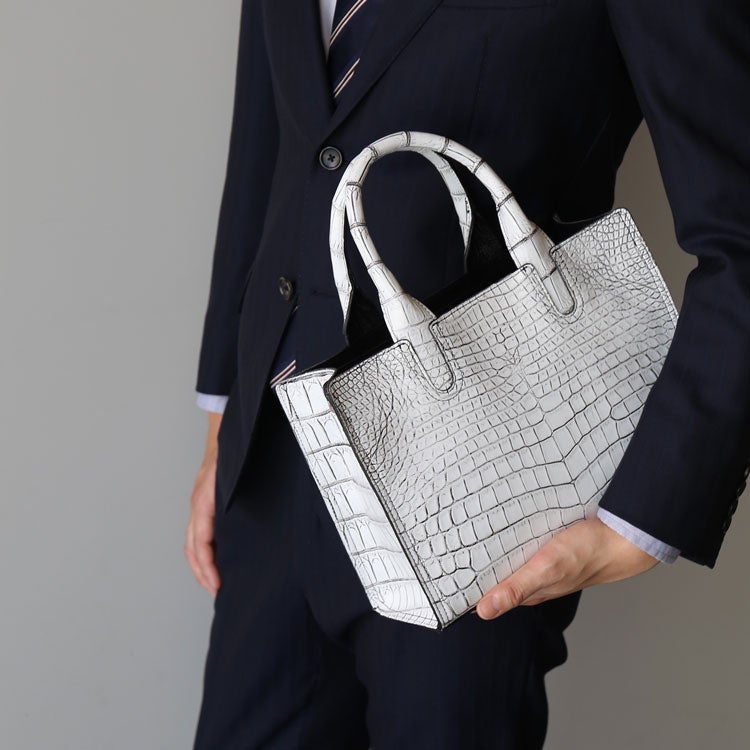 クロコダイル ミニトートバッグ メンズ トートバッグ 2WAY仕様 4FA