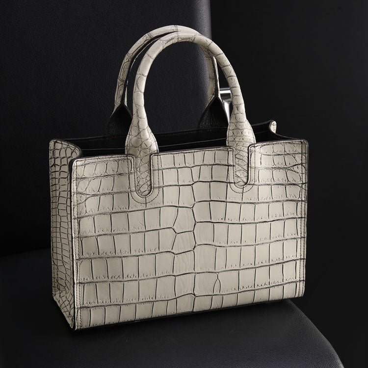 クロコダイルバニラ染めハンドバッグ
