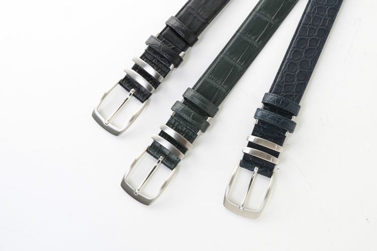 メンズ ベルト クロコダイル レザー マット加工 35mm 男性 紳士 本革