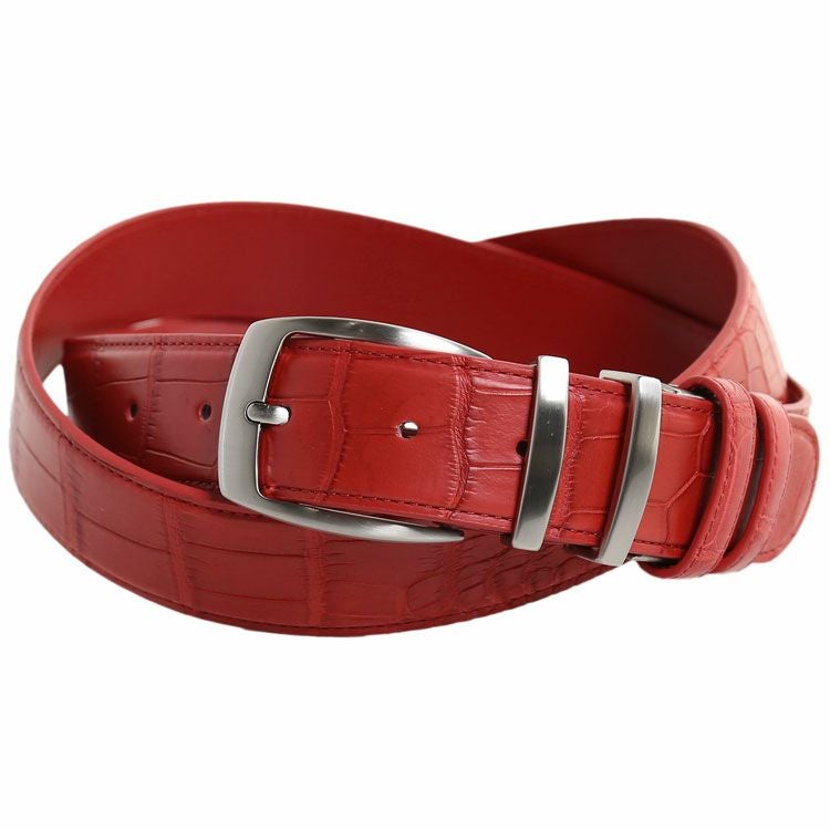メンズ ベルト クロコダイル レザー マット加工 35mm 男性 紳士 本革