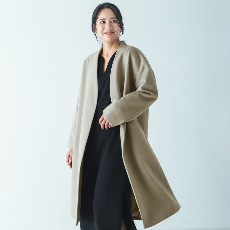 1点限り】カシミヤ ブレンド ウール スタンドカラー ロングコート