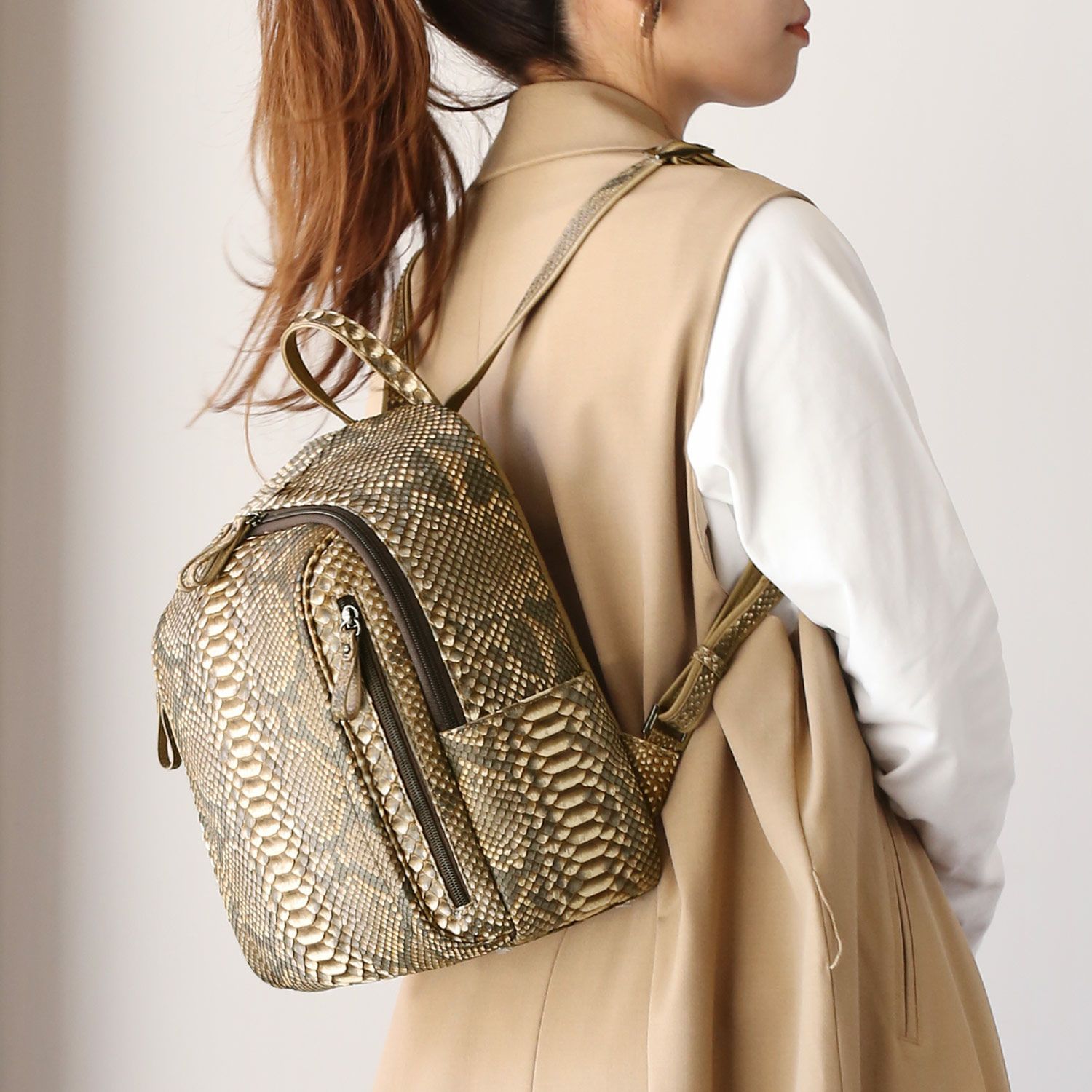 ダイヤモンドパイソン 本革 リュックサック 蛇革