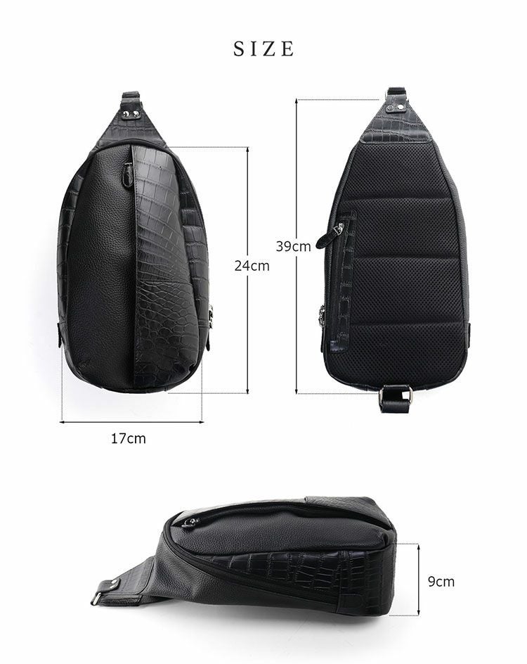 牛革 クロコダイル ボディバッグ マット加工 型押し ショルダーバッグ