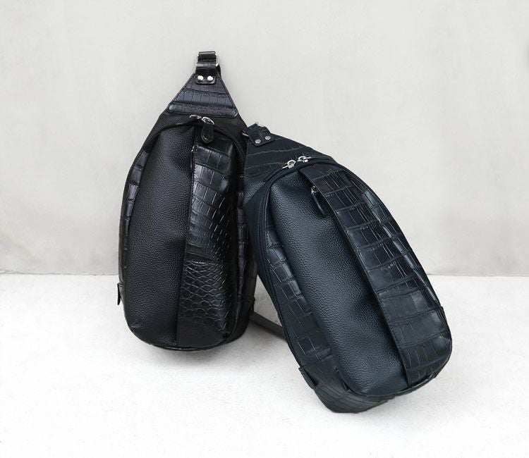 牛革 クロコダイル ボディバッグ マット加工 型押し ショルダーバッグ