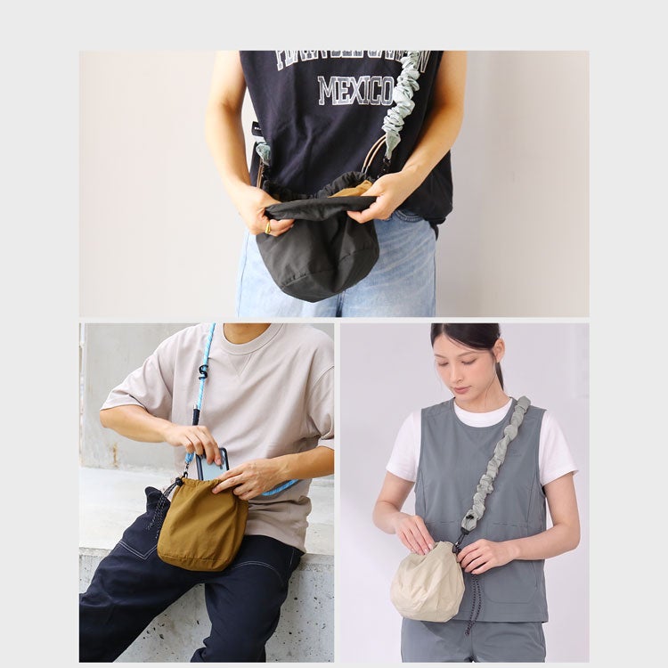 選べるショルダーストラップ付き巾着バッグ