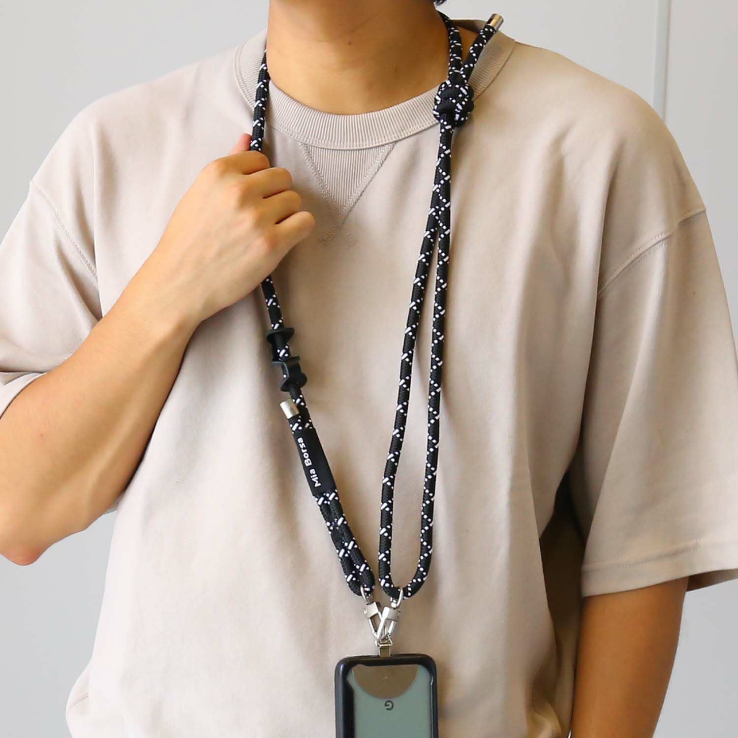 Mia Borsa 長さ調節可能 スマホ用 ショルダーストラップ 8mm 太め