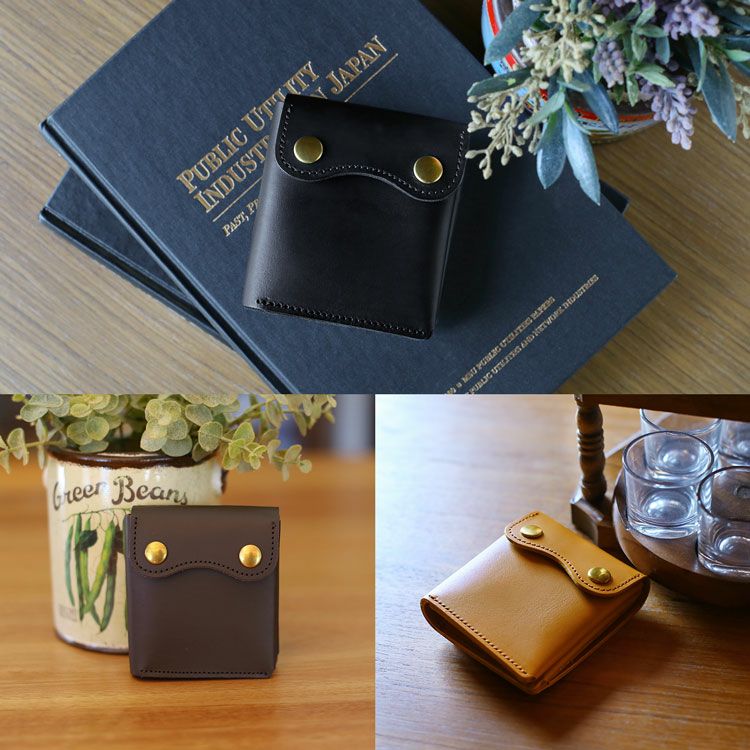 Jamale ヌメ革 ギャルソン 小銭入れ付きミニ財布【名入れ 別途購入で可能】