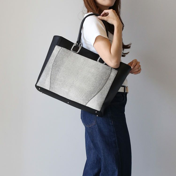 リザード トートバッグ レディース アウトポケット付き 日本製 4FA