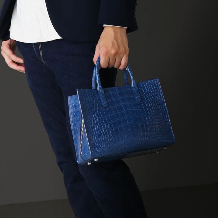 藍染め アリゲーター メンズ トートバッグ 日本製 2way 保証書付き 4FA