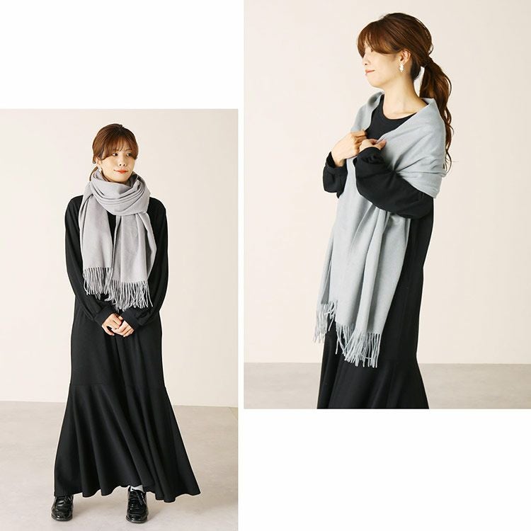★新品 ドゥーズィエムクラス カシミヤ混 大判マフラー ストール グレー Plage - ☆新品 ドゥーズィエムクラス カシミヤ混 大判マフラー