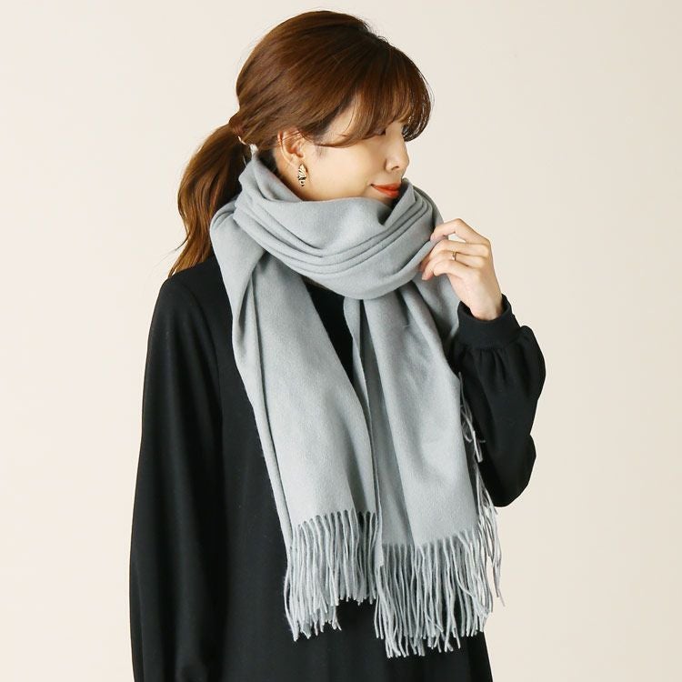 カシミヤ 100% ストール マフラー レディース ライトグレー 大判