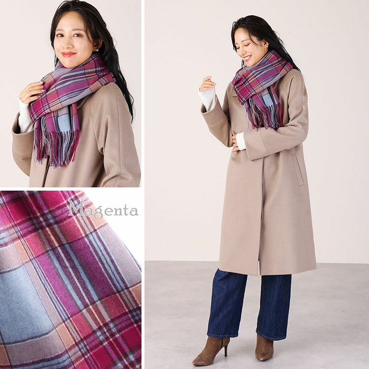カシミヤ 100% チェック 大判 ストール レディース 200cm カシミヤ