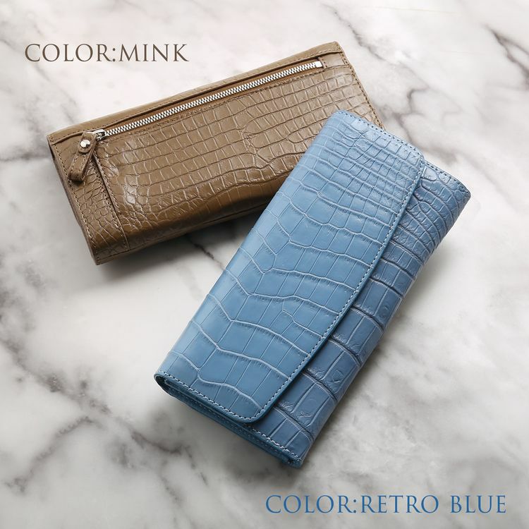 クロコダイル 長財布 カブセ かぶせ 財布 メンズ マット加工