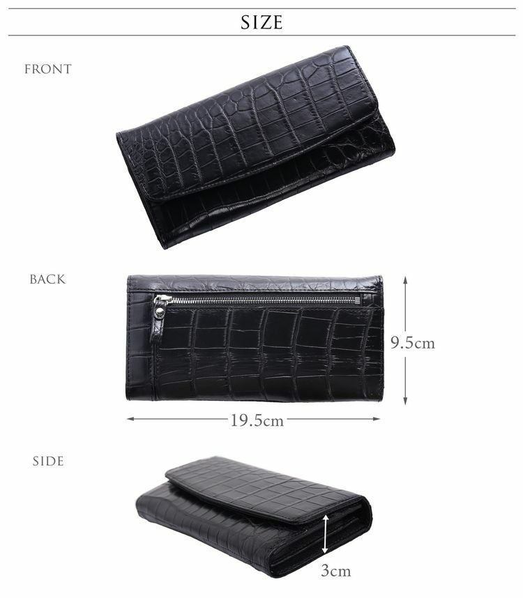 クロコダイル 長財布 カブセ かぶせ 財布 メンズ マット加工