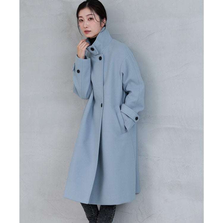 filomoスタンドカラーロングコートレディース