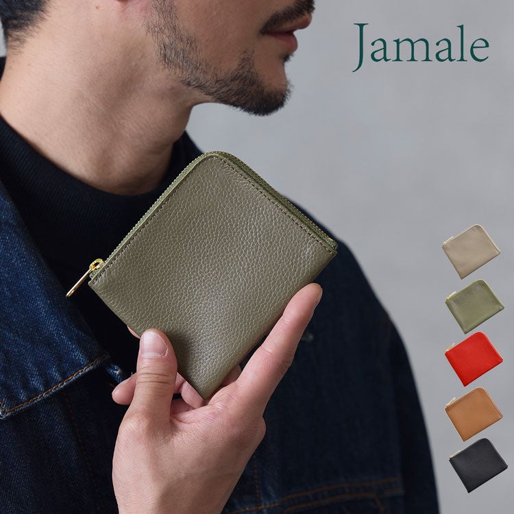 メンズミニ財布薄型コンパクト牛革L字ファスナーブランドJamale小さい薄いサイフミニミニマムシンプル極小極薄サブ財布サブウォレットミニウォレットキャッシュレス旅行機能的便利身軽使いやすい本革ギフト(07000633-mens-1r)
