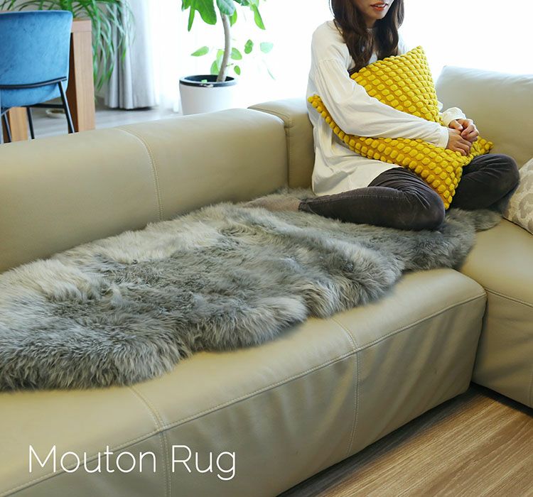 ムートン ラグ 70×180 大きい 2匹 ラグマット 7F (09000557r)