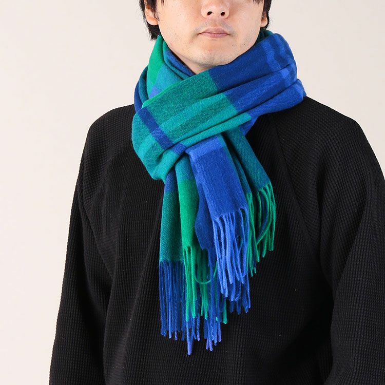 カシミヤ混 大判ストール メンズ ストール マフラー 洗える チェック