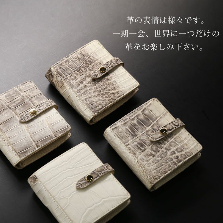 ヒマラヤ クロコダイル 折り財布 レディース ベルト付き ボックス型