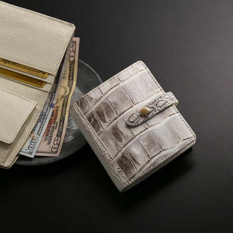 ヒマラヤ クロコダイル メンズ 折り財布 ベルト付き ボックス型 小銭