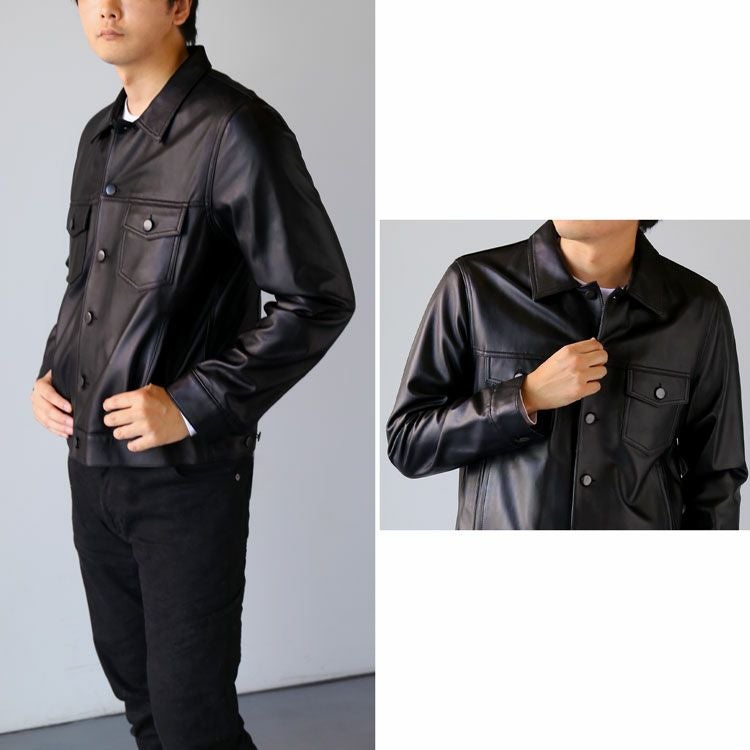 訳あり】レザージャケット 革ジャン 本革 レザー トラッカージャケット