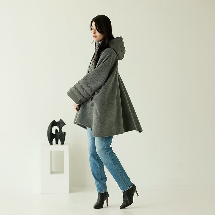 ポンチョ ケープポンチョ フード付き ウール コート レディース ケープ